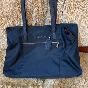 Briggs & Riley Navy Blue Nylon Tote with Front Zip Pocket